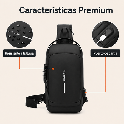 Bandolera Antirrobo Urbana · impermeable, con bloqueo y puerto USB