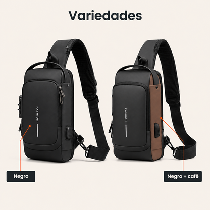 Bandolera Antirrobo Urbana · impermeable, con bloqueo y puerto USB